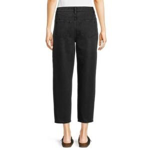 TIME AND TRU High Rise Cropped Barrel Jeans Size 10 Black Wash Stretch Denim NWT